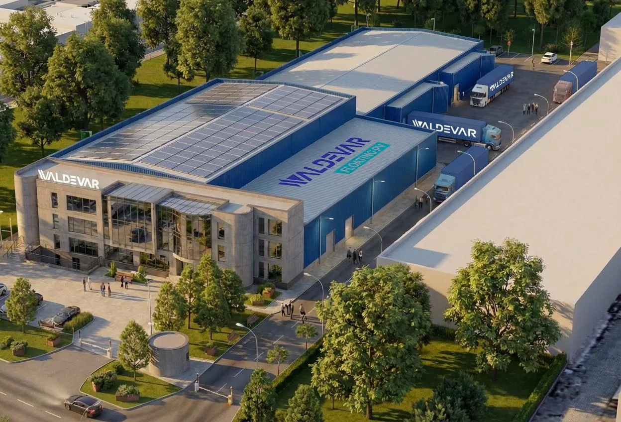 Rendering of the WALDEVAR Floating PV factory