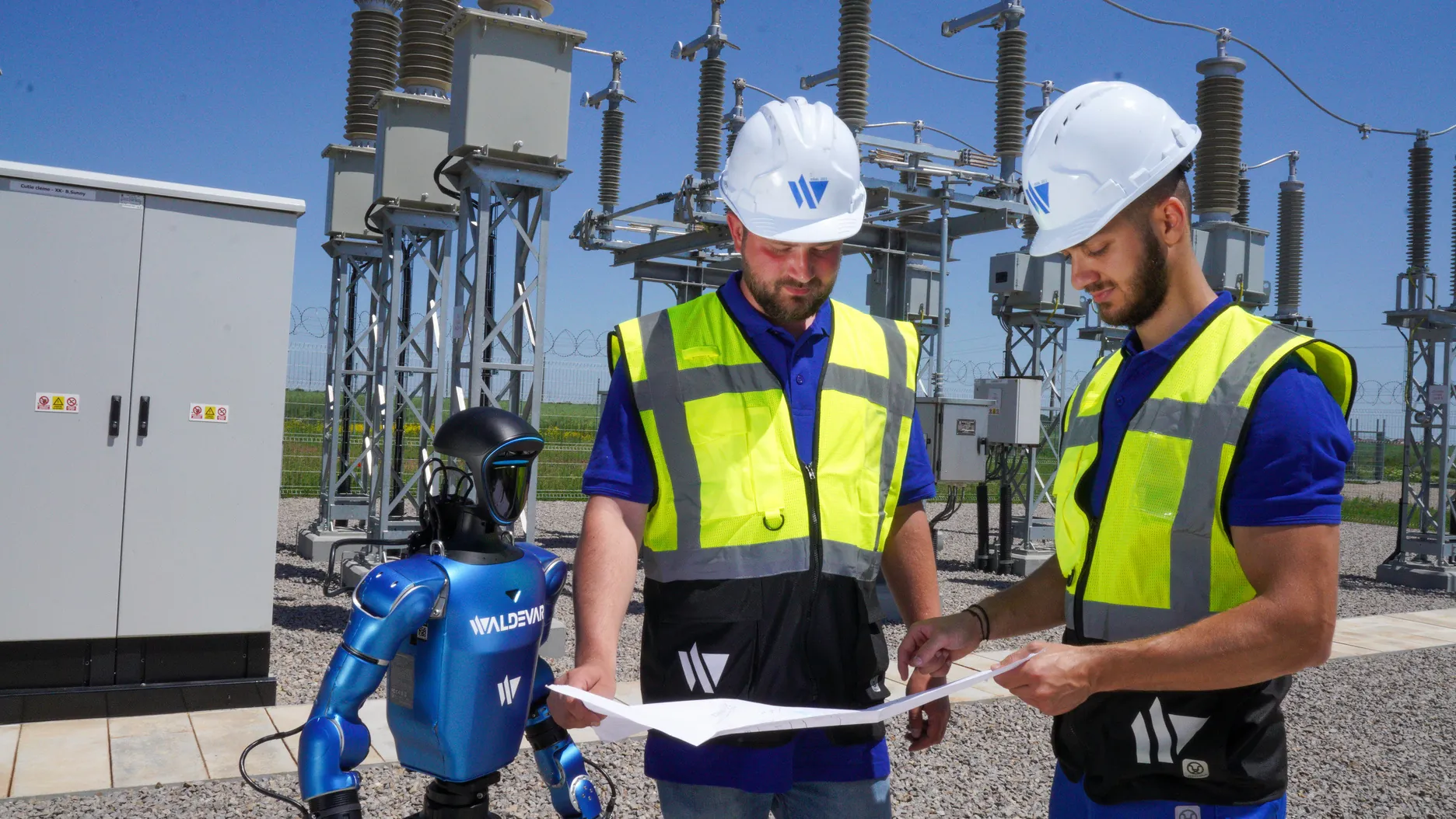 WALDEVAR engineers reviewing plans at a substation